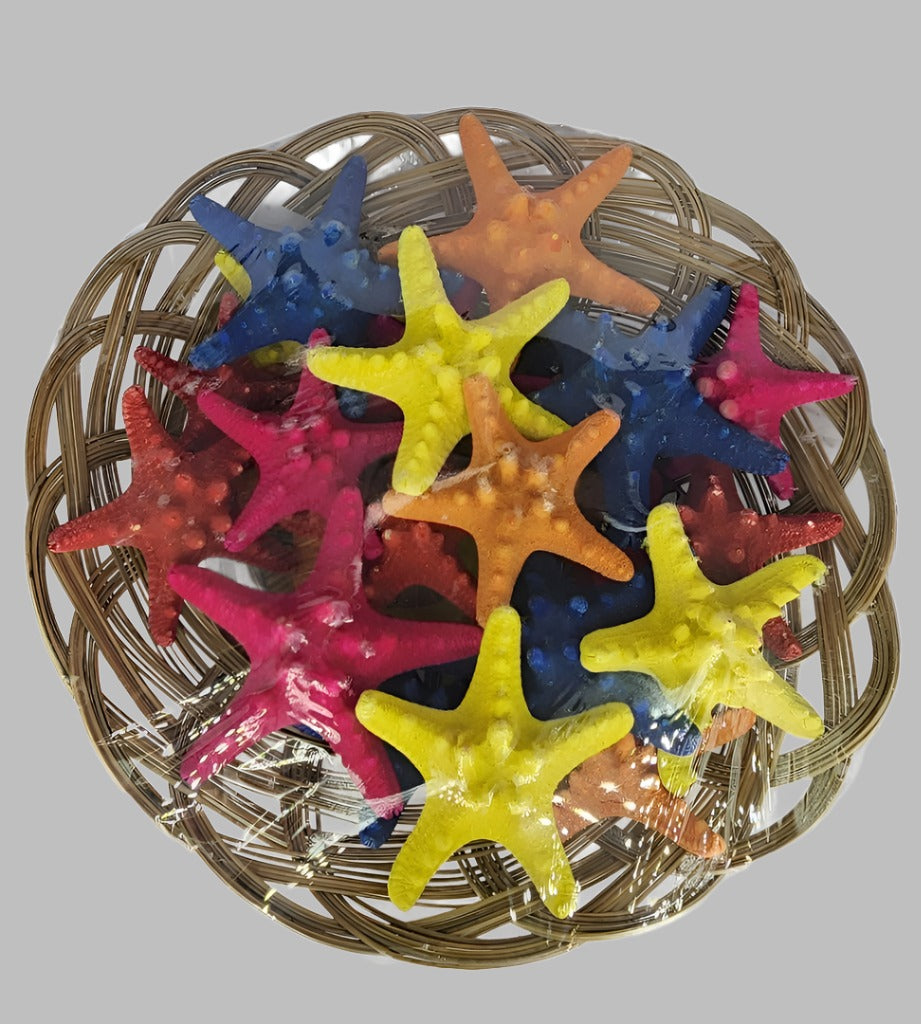 25 Pieces Assorted Color Horned Starfish 3-4 In 12 Basket. Starfish