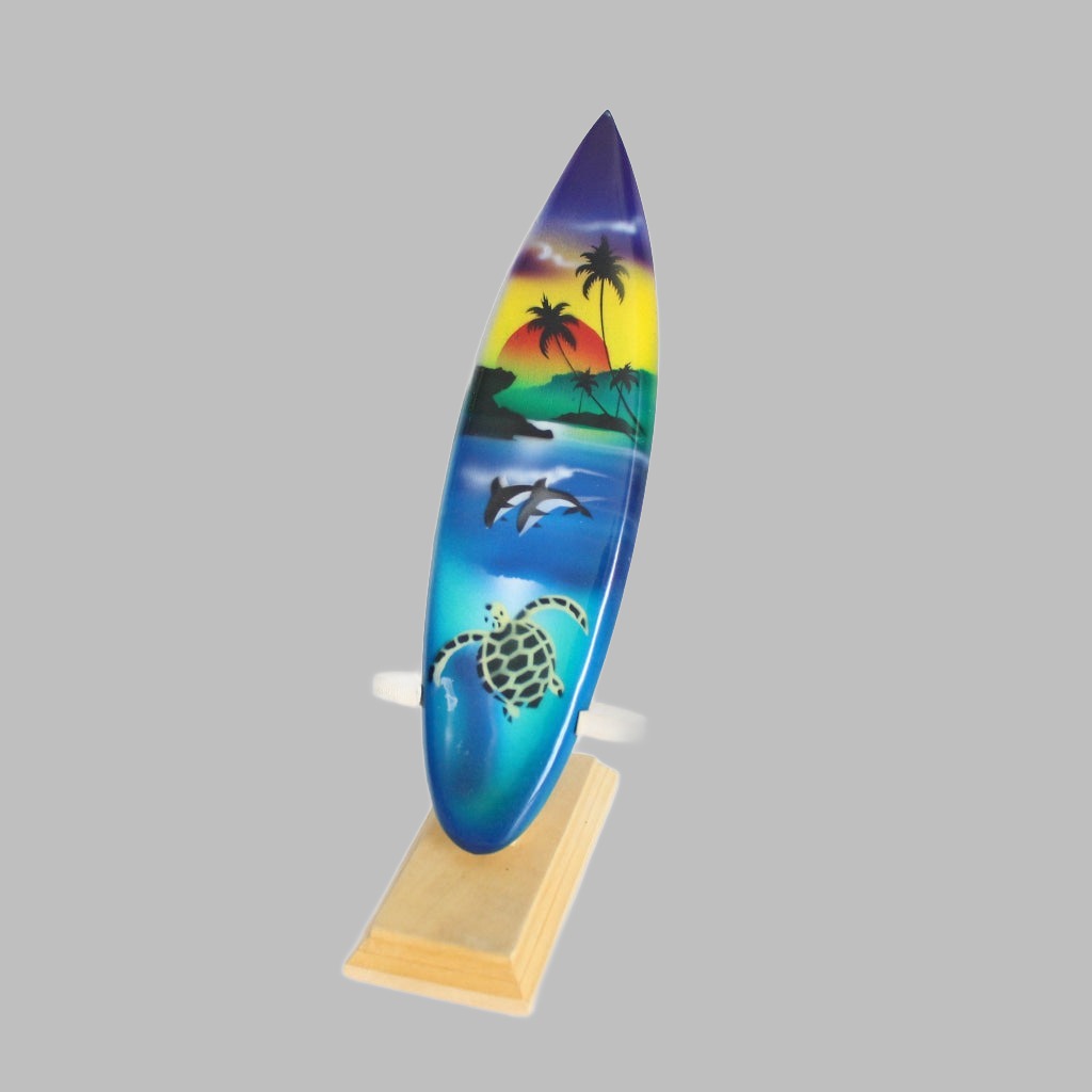 Airbrush Surfboard 10Cm With Stand. Assorted Designs Nautical Decor