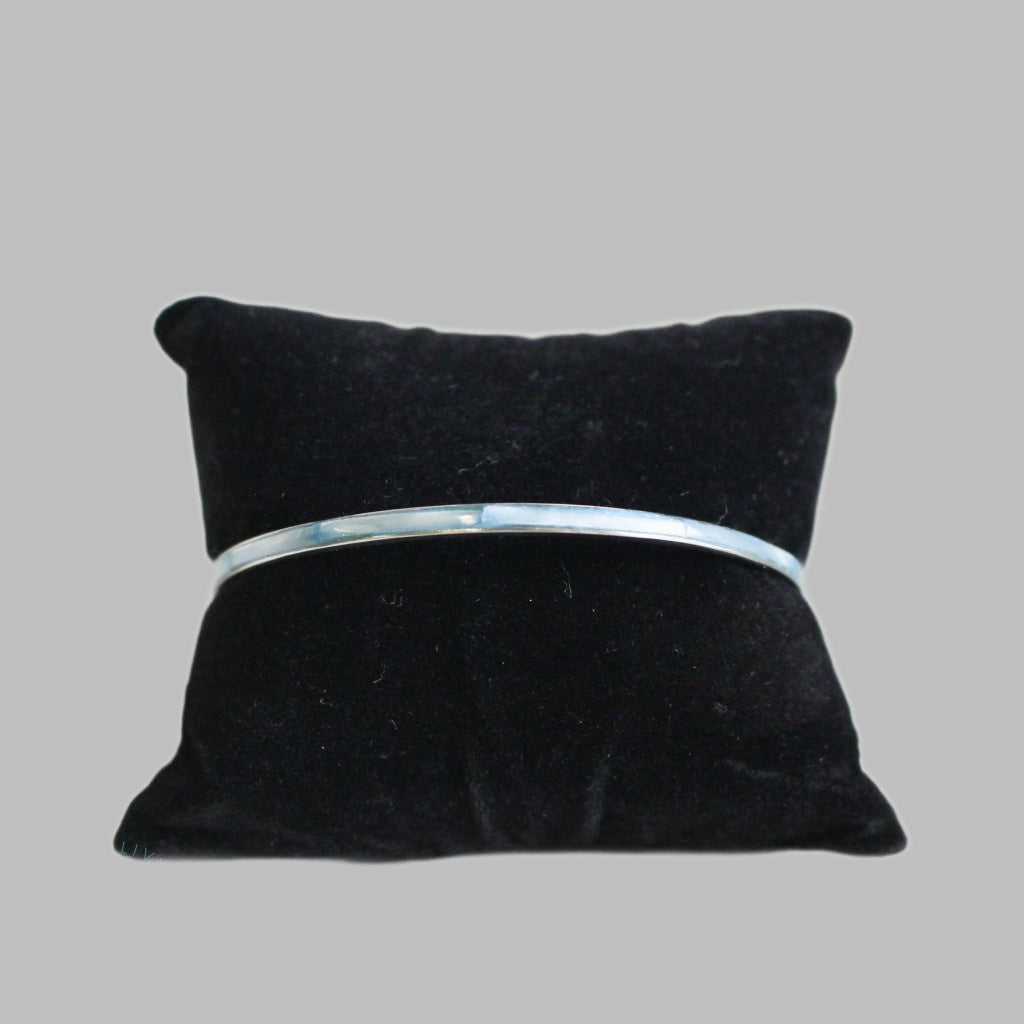 Bangle Stainless Steel With Blue Mother Of Pearl Inlay 1/8 Bangles