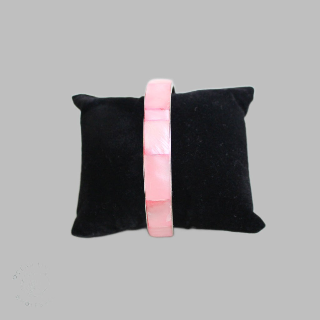 Bangles Stainless Steel With Pink Mop Inlay