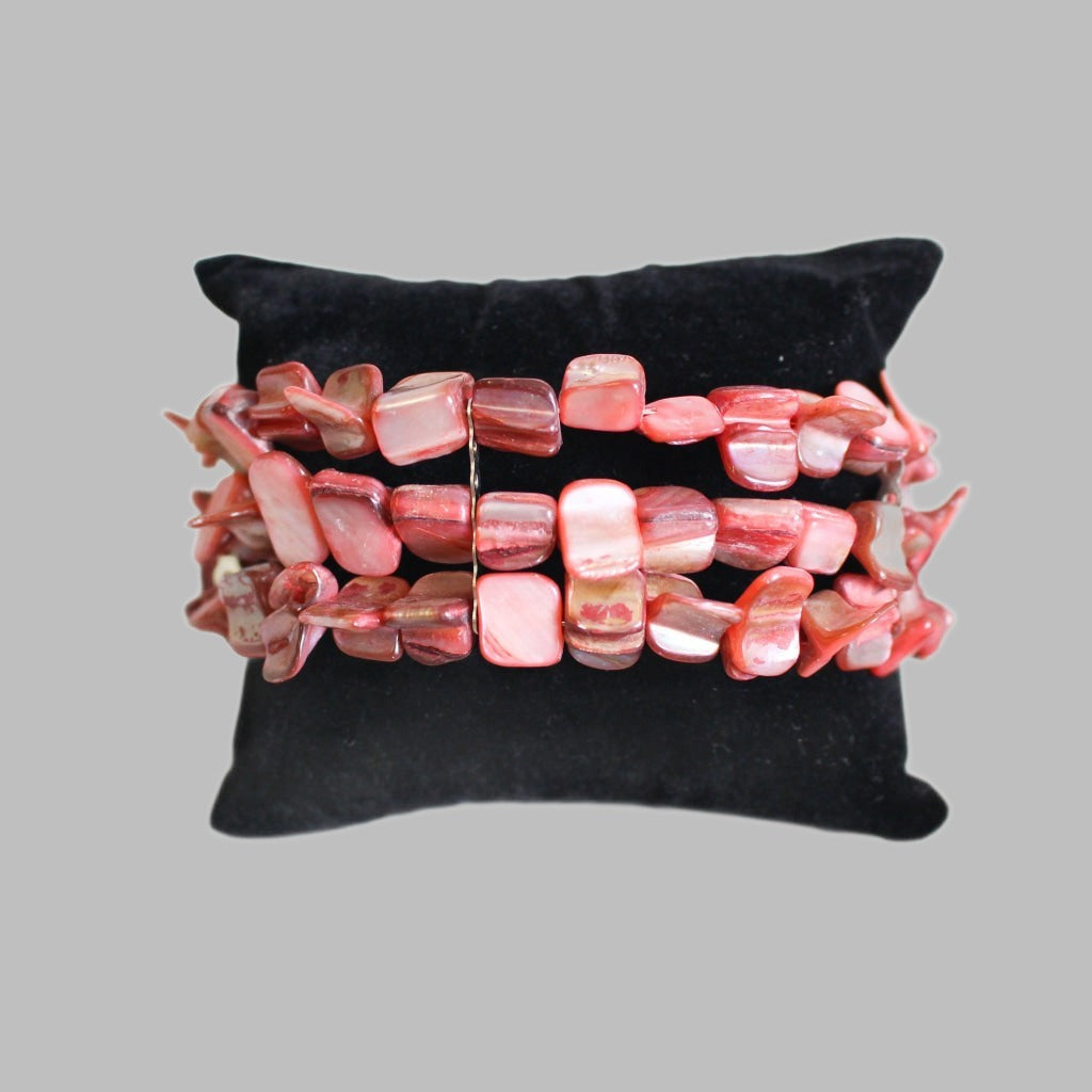 Bracelet Multi Strand With Ribbon Pink