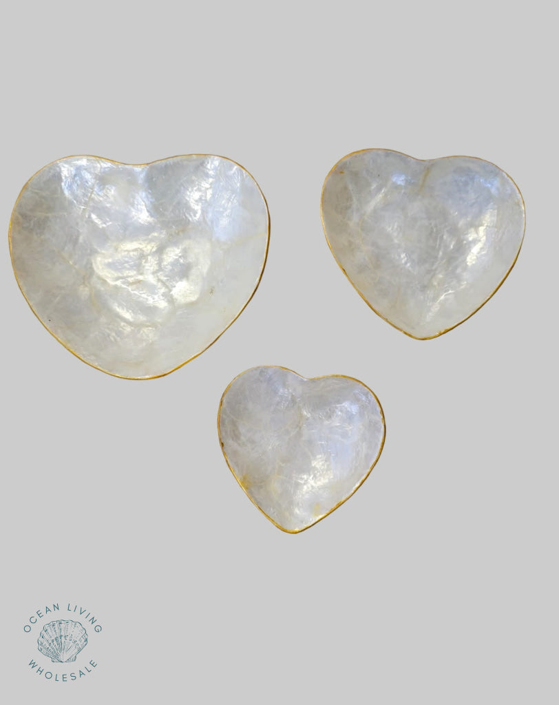 Capiz Shell Heart Shape Capiz dish heart shape set of 3. 17cm,13cm,11cm – Ocean Living ...