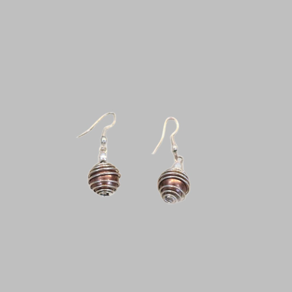 Earring Bead In Wire Design Brown