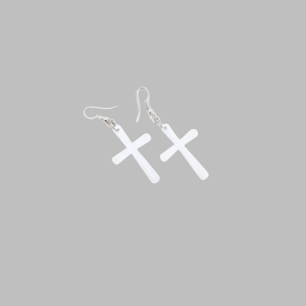 Earring Cross Design White Mother Of Pearl