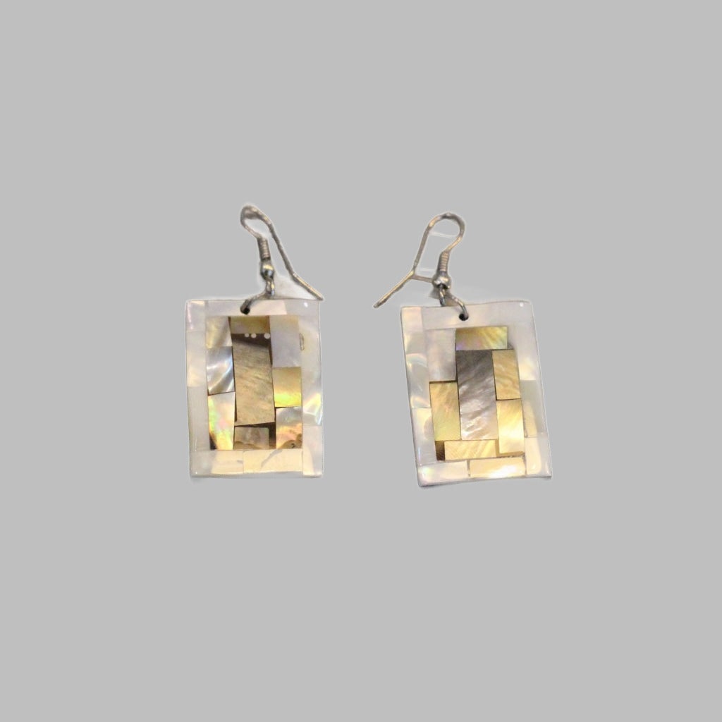 Earring Rectangular With Inlay Shell