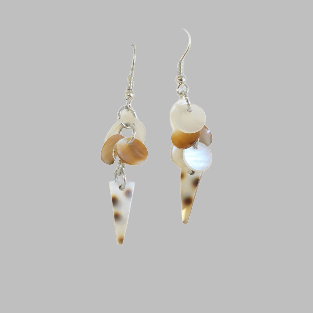 Earring Tusk Cowrie With Hammer Shell