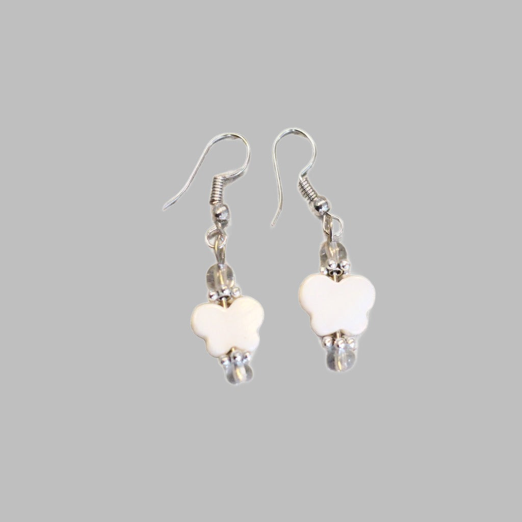 Earring White Mother Of Pearl Butterfly.