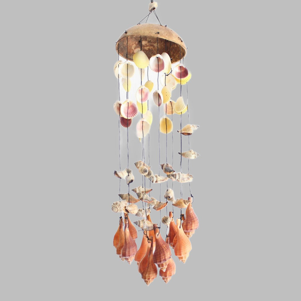 Hanging Coco Chime With Shells Natural Hangers &amp; Chandeliers