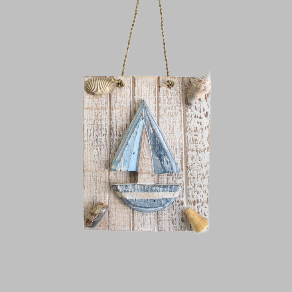 Hanging Deco With Shell Finish Blue And White Boat Hangers & Chandeliers