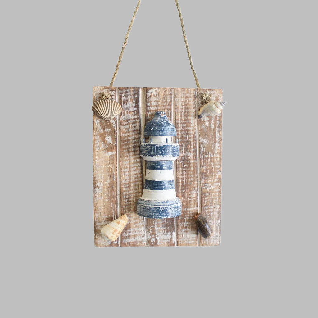 Hanging Deco With Shell Finish Blue And White Lighthouse Hangers & Chandeliers