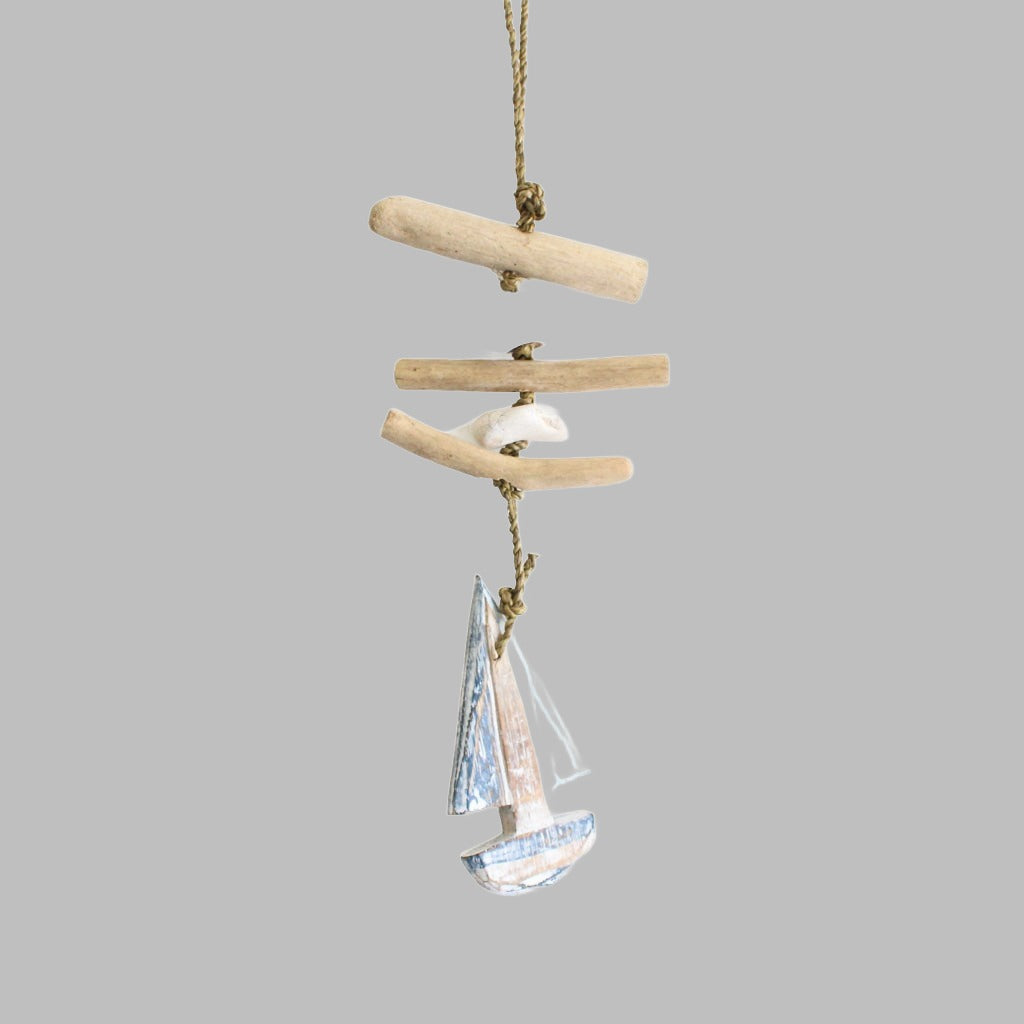 Hanging Single Driftwood Hanger Blue And White Boat Hangers & Chandeliers