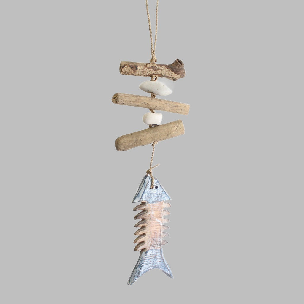 Hanging Single Driftwood Hanger Blue And White Fish Hangers & Chandeliers