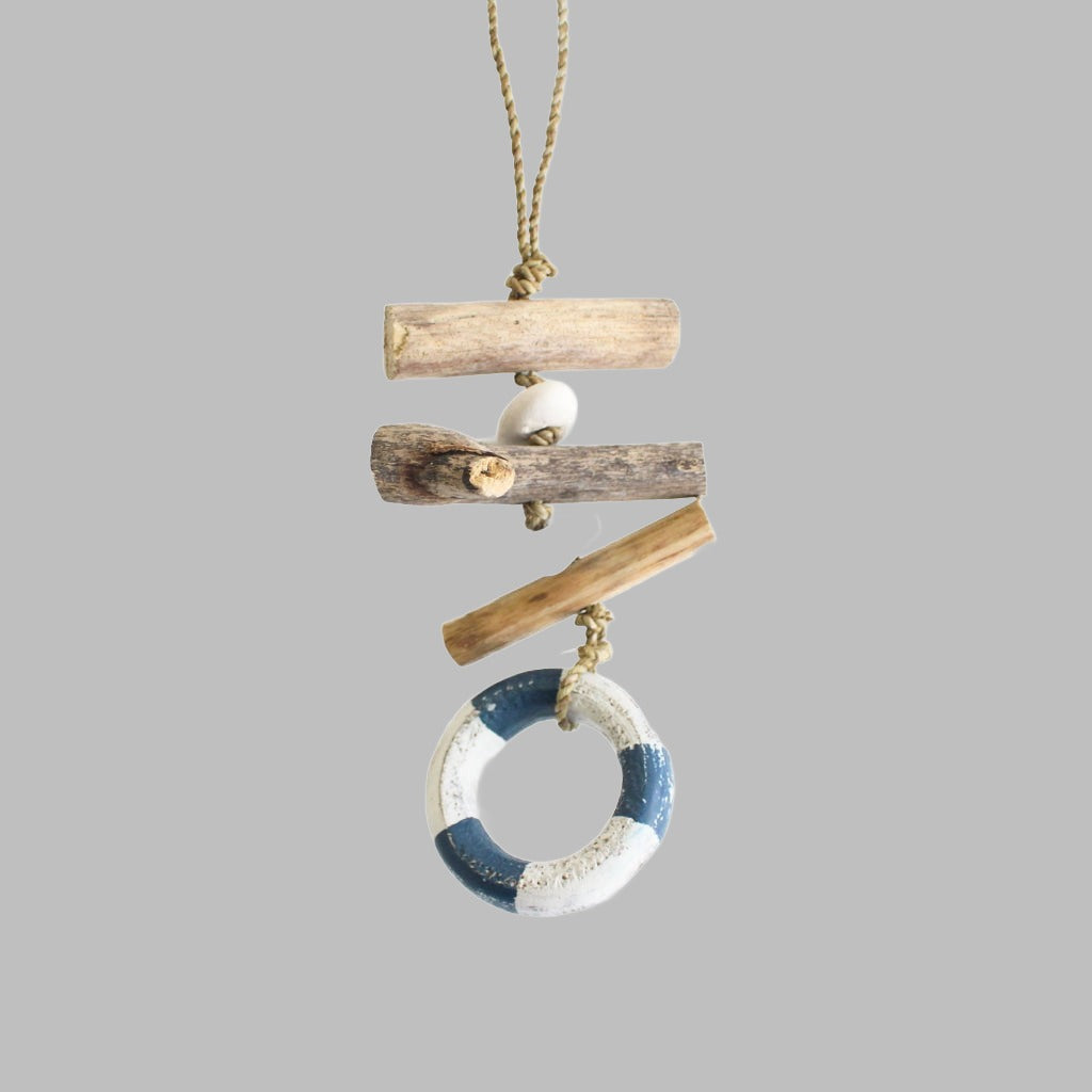 Hanging Single Driftwood Hanger Blue And White Lifering Buoy Hangers &amp; Chandeliers