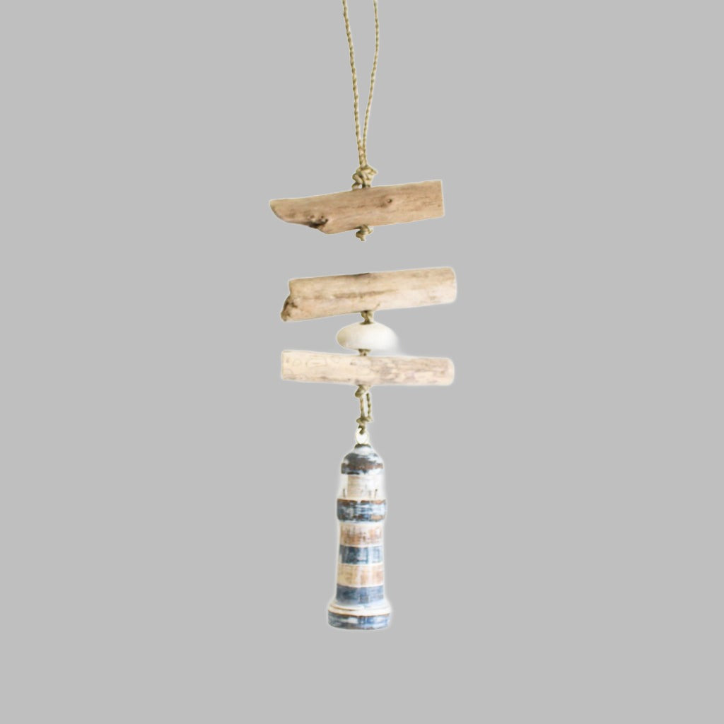 Hanging Single Driftwood Hanger Blue And White Lighthouse Hangers & Chandeliers