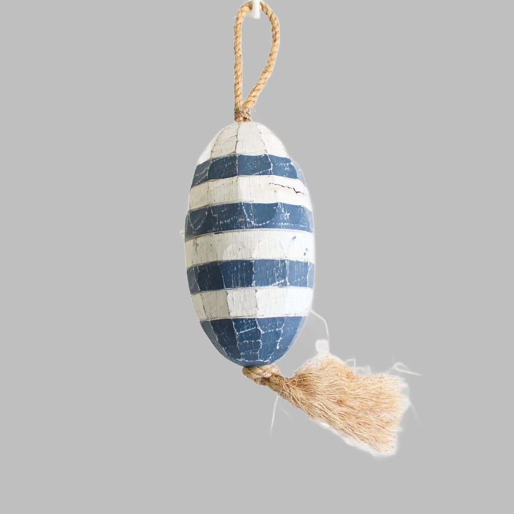 Hanging Wooden Buoy Blue And White Hangers & Chandeliers