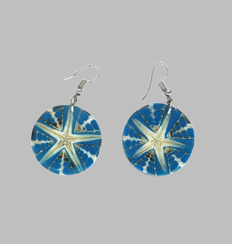Inlaid Shell Blue Star Earring. Earring