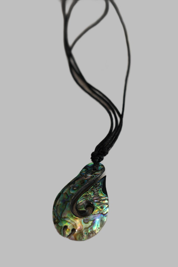 Necklace Black Cord Paua Hook