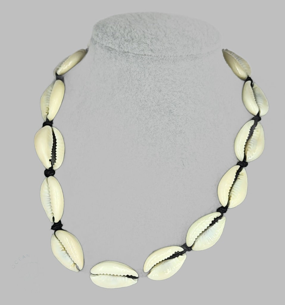 Necklace Full Cowrie Black Cord.