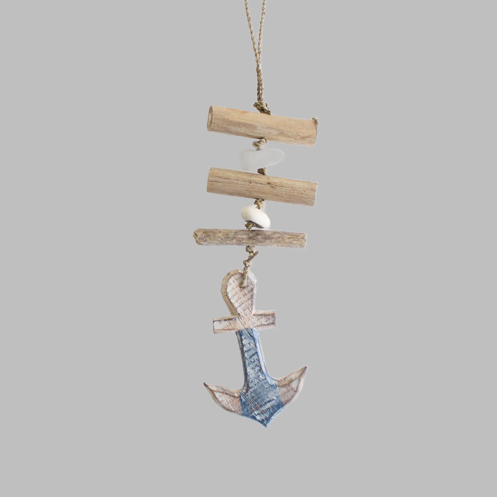 Single Driftwood Hanger Blue And White Anchor Hangers &amp; Chandeliers