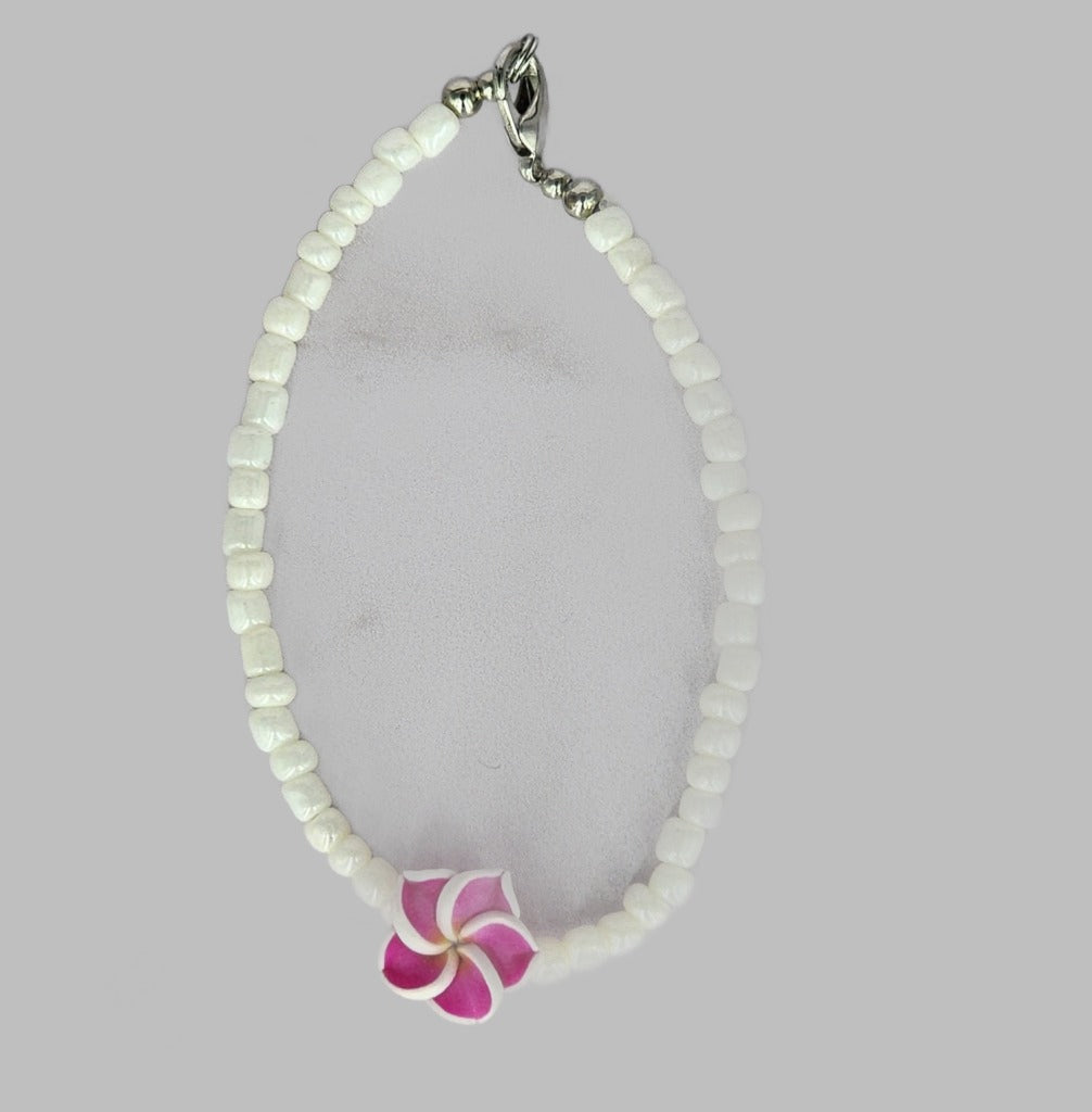 White Bead With Flower Assorted Color Bracelet. Bracelet