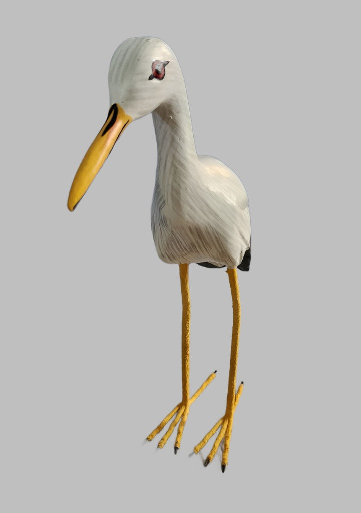 White Bird Long Yellow Beak 15Cm. Nautical Decor