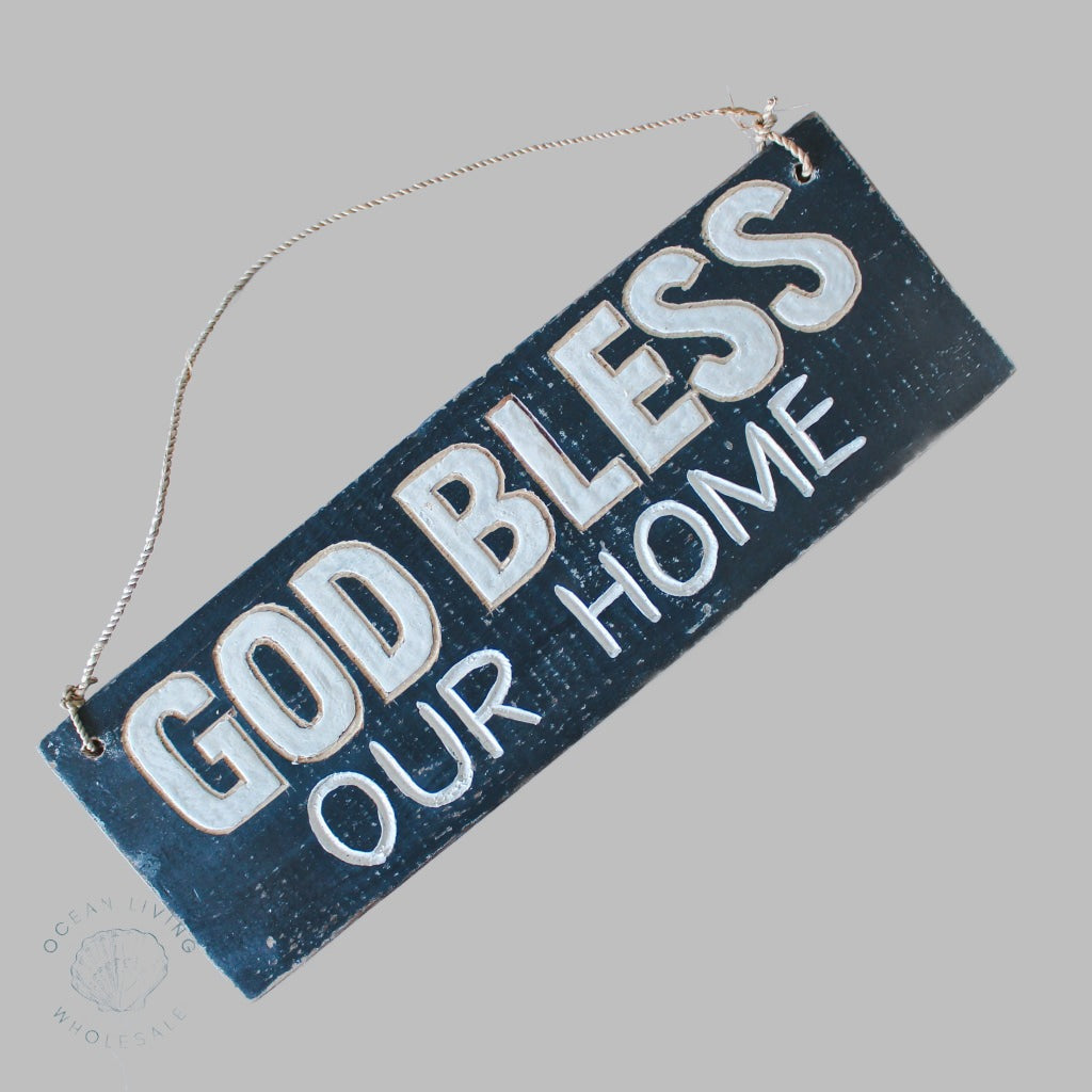 Wooden Sign (10X30) God Bless Our Home