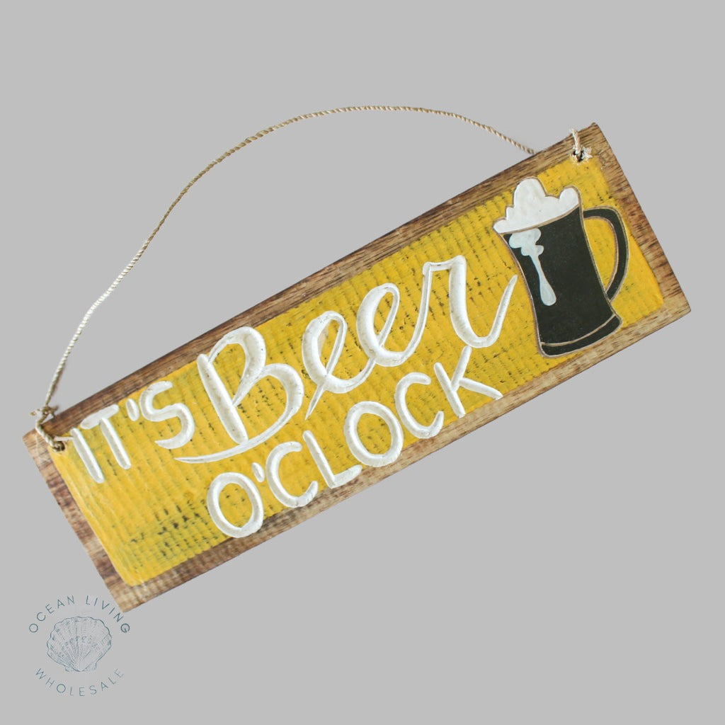 Wooden Sign (10X30Cm) Beer O Clock