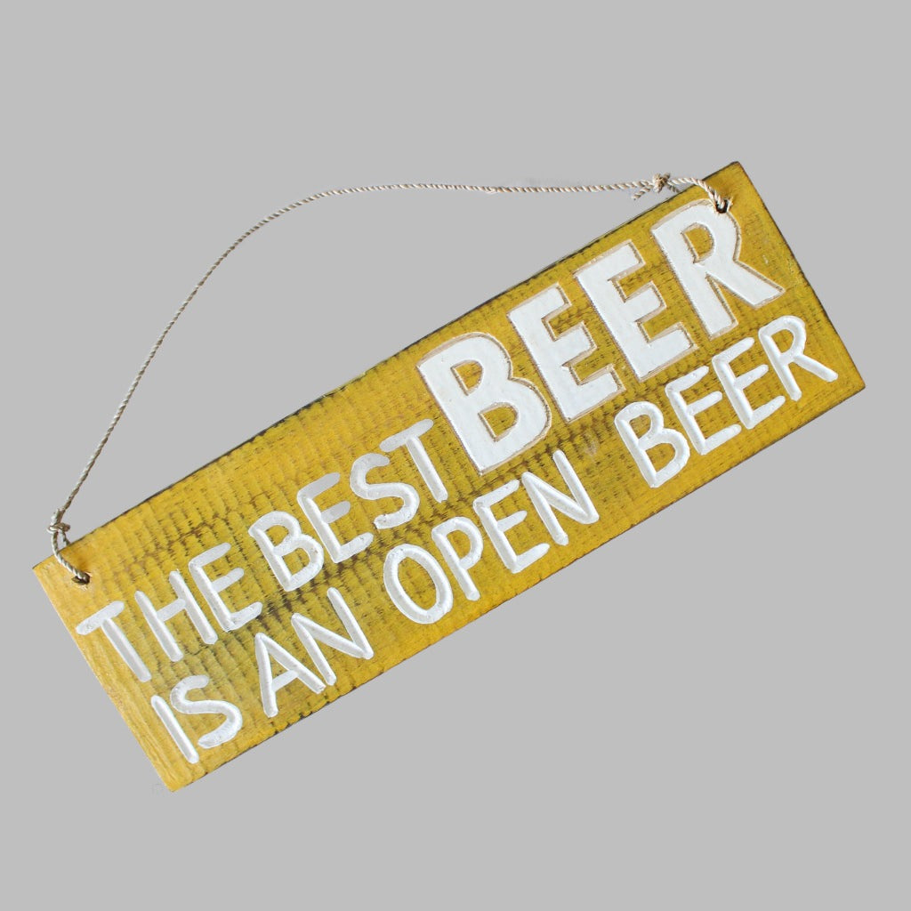 Wooden Sign (10X30Cm) Best Beer Is An Open