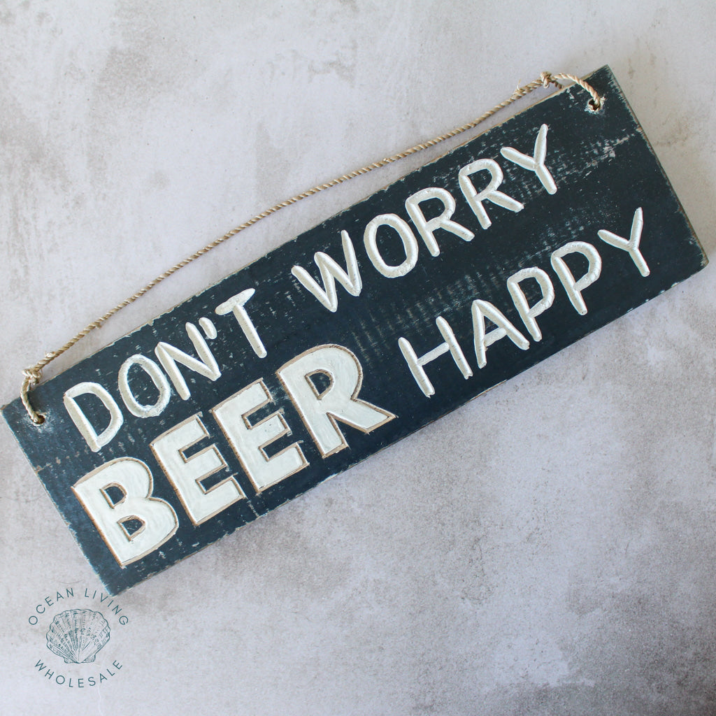 Wooden Sign (10X30Cm) Dont Worry Beer Happy