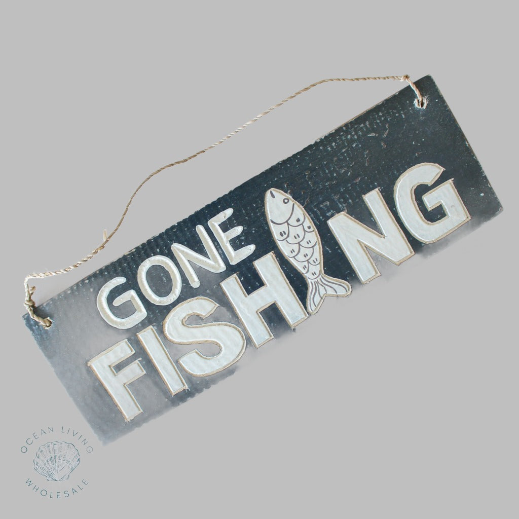 Wooden Sign (10X30Cm) Gone Fishing