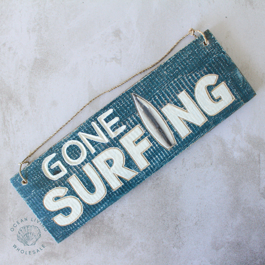 Wooden Sign (10X30Cm) Gone Surfing