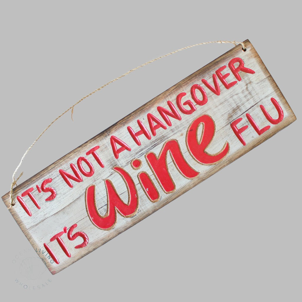 Wooden Sign (10X30Cm) Wine Flu