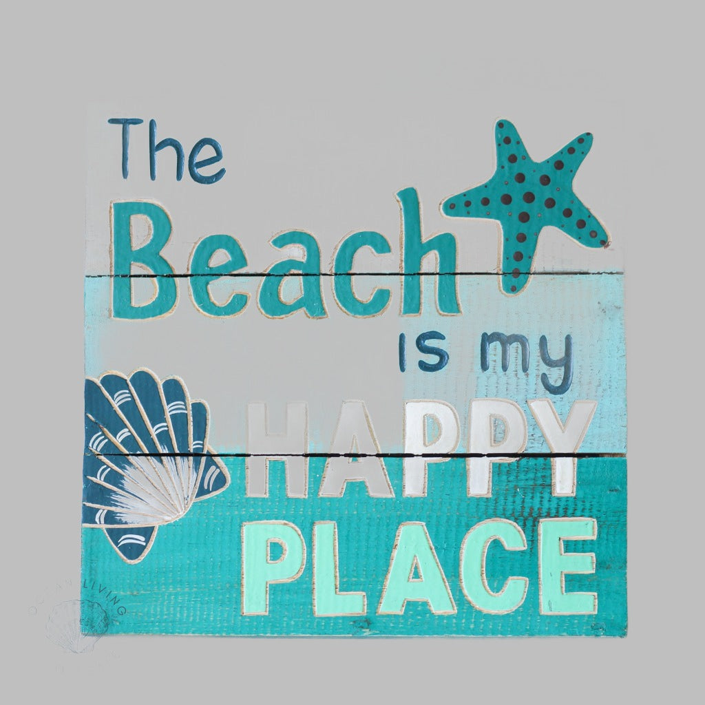 Wooden Sign (30X30Cm) The Beach Is My Happy Place